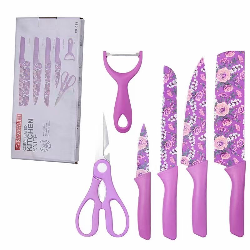 Printed color box six-piece kitchen knife set