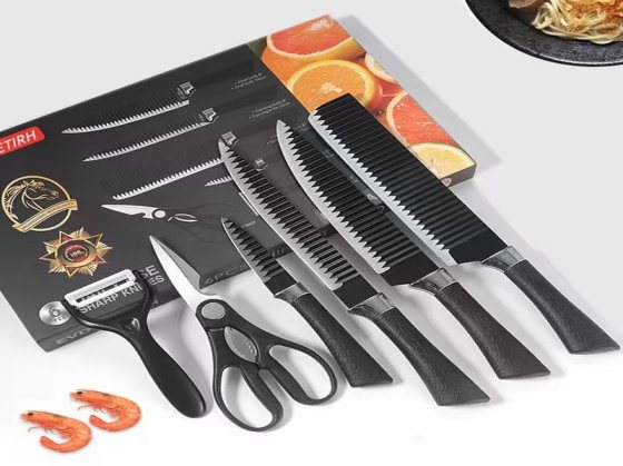 Wave-pattern six-piece kitchen knife set